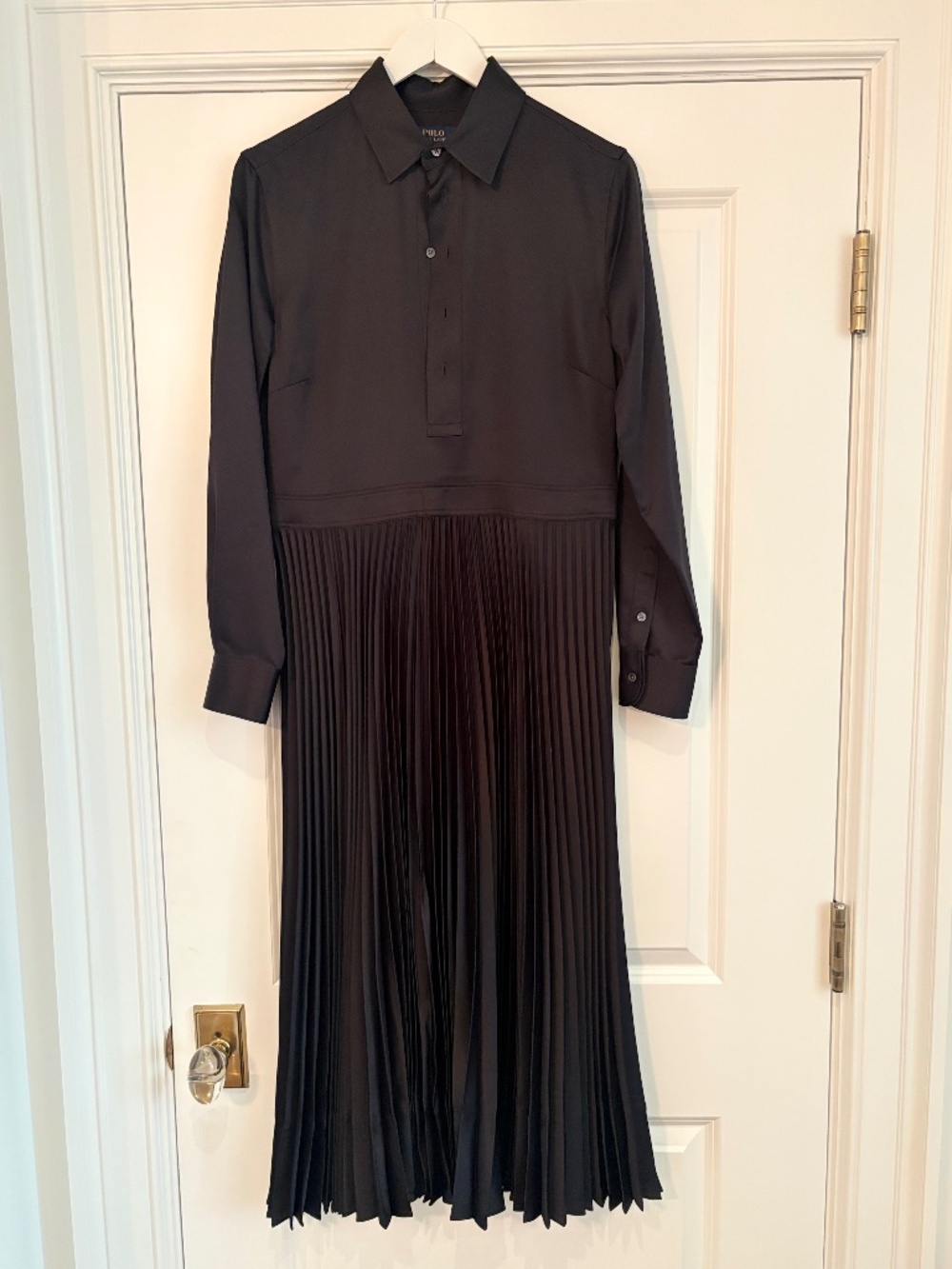 Pleated Long Sleeve Midi Dress